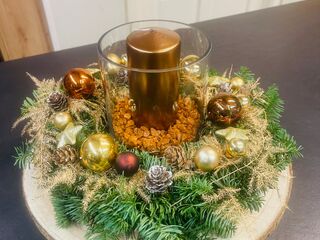 Kerstkrans op berkenschijf (Verschillende kleuren mogelijk)